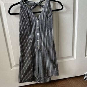 Lovetree Medium Striped Halter Romper open back with Buttons